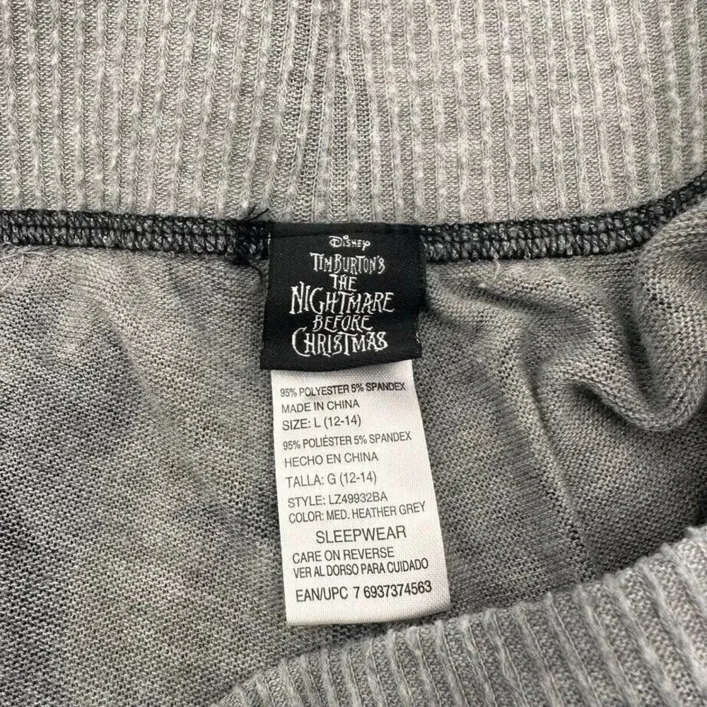 Disney Nightmare Before Christmas Pajama Pants Boys Large Grey Sleepwear L 12-14